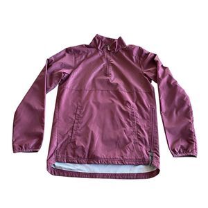 Mens Holloway Burgundy Windbreaker‎  1/4 Zip Pull Over Jacket Size XS